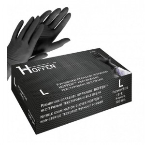 Перчатки нитриловые Hoffen (100 шт.) Black, L