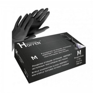 Перчатки нитриловые Hoffen (100 шт.) Black, M