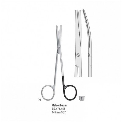 Ножницы 145мм (BS.471.145) Metzenbaum изогнутые, одно лезвие с насечкой