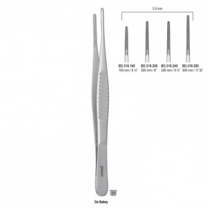 Пинцет 200мм (BD.318.200) De Bakey 2.00мм атравматический прямой