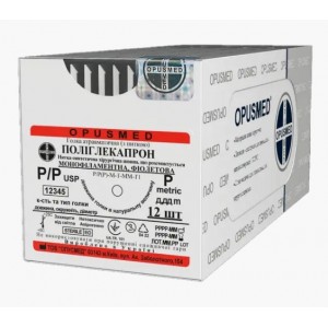 Полиглекапрон монофиламент фиолетовый - длина 0,75 м, 4/0 usp; игла режущая 19 мм, 3/8