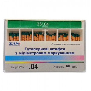 Гуттаперчевые штифты конусные 0,4 (60 шт.) № 35 Гуттаперчевые штифты конусные 0,4 (60 шт.) № 35
